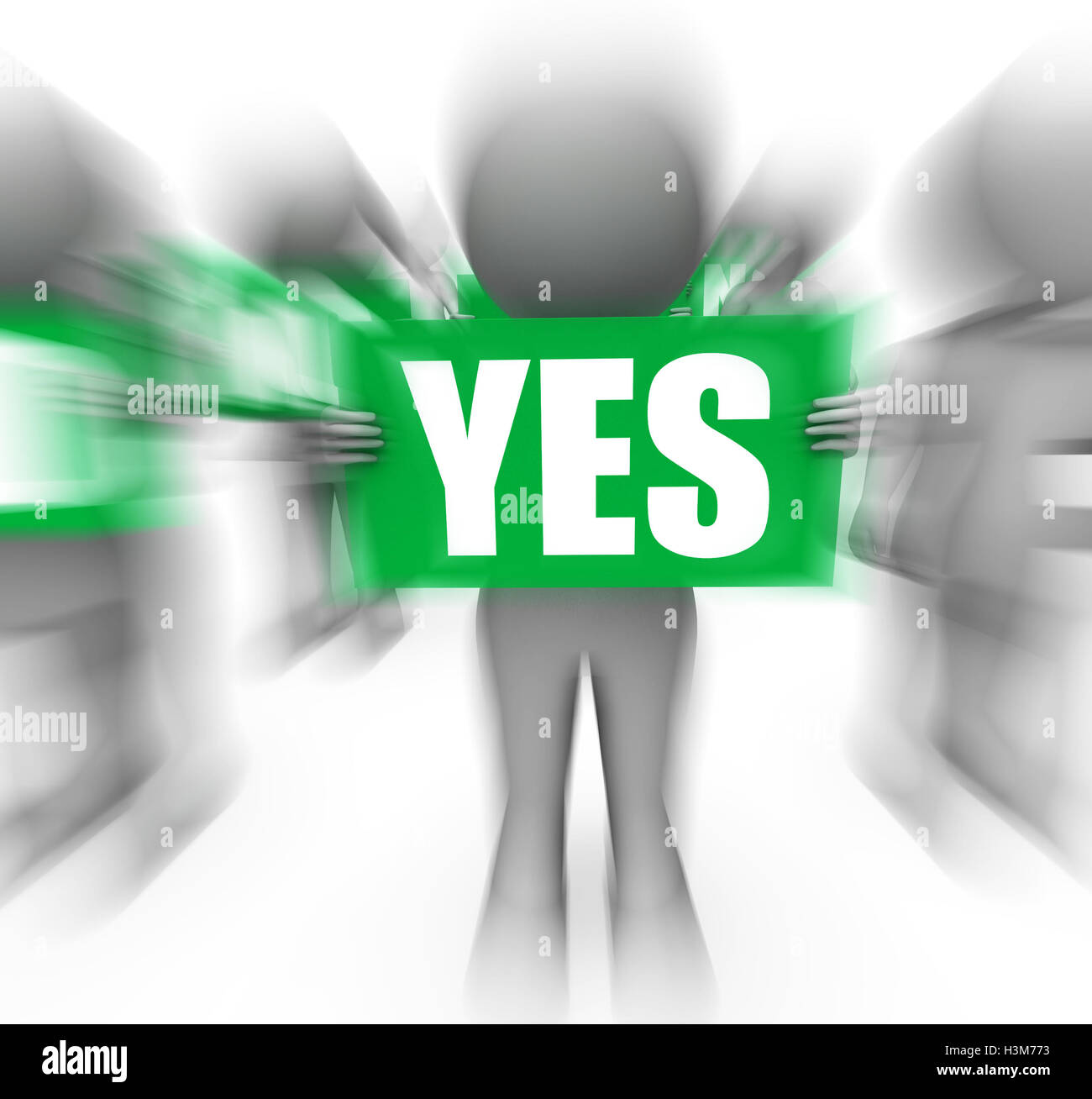 Characters Holding No Yes Signs Displays Uncertain Or Confused Stock Photo