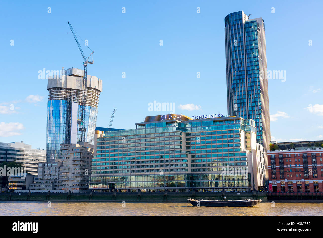 Sea Containers House, a prominent building on the south bank of the River Thames hosting a boutique hotel restaurant and offices Stock Photo