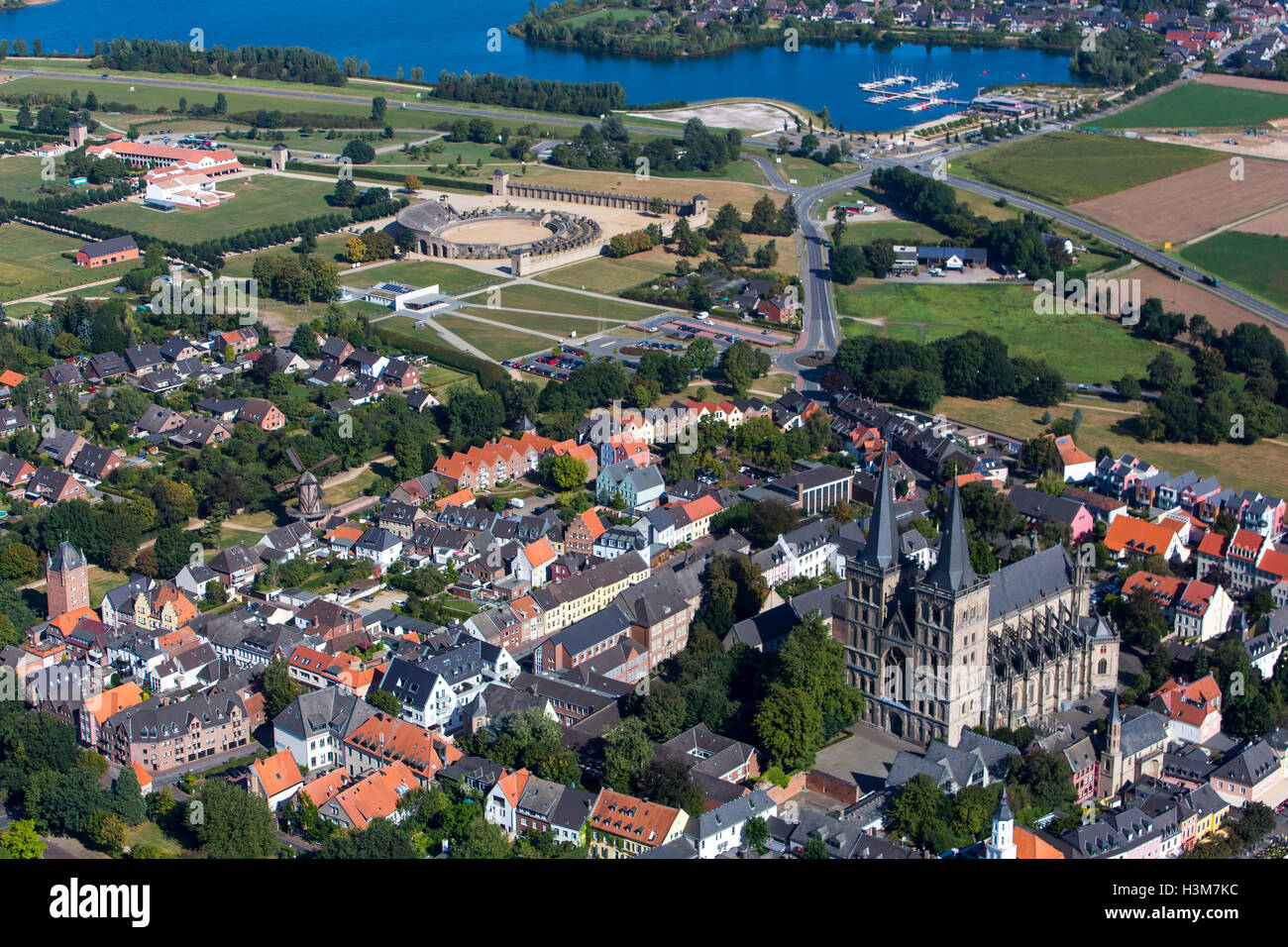 The city of Xanten, in the lower Rhine area, Germany, archaeological park, a former Roman settlement, city center, dome, Stock Photo