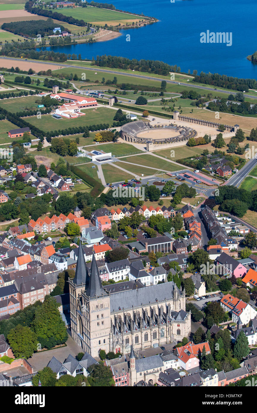 The city of Xanten, in the lower Rhine area, Germany, archaeological park, a former Roman settlement, city center, dome, Stock Photo