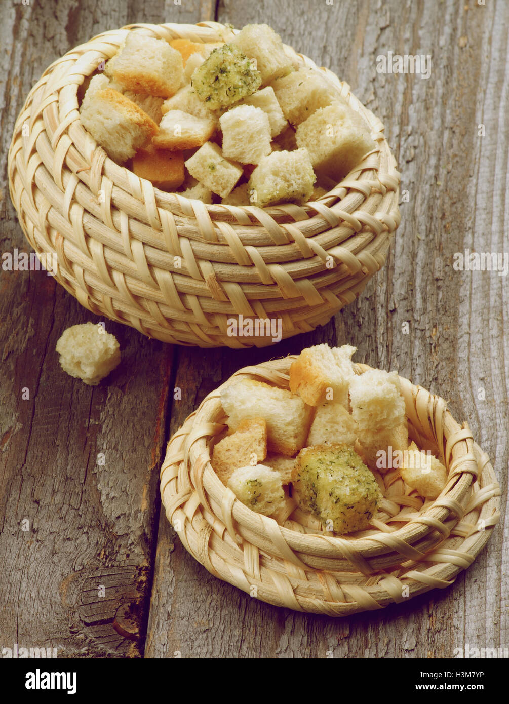 Dried Bread Cubes Stock Photo