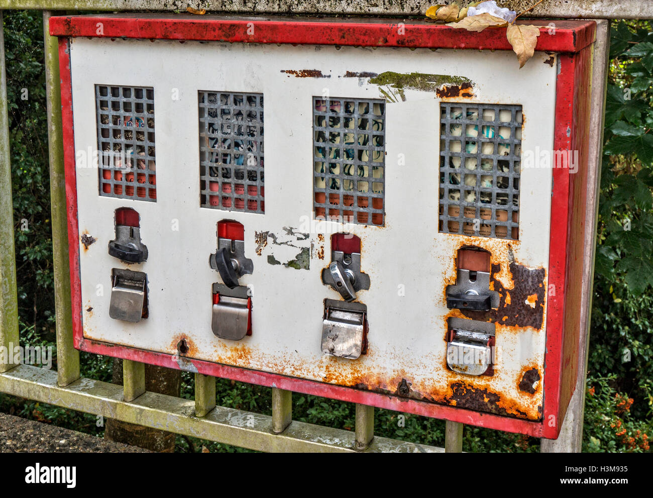 An old  rusted bubblegum vending machine. Stock Photo