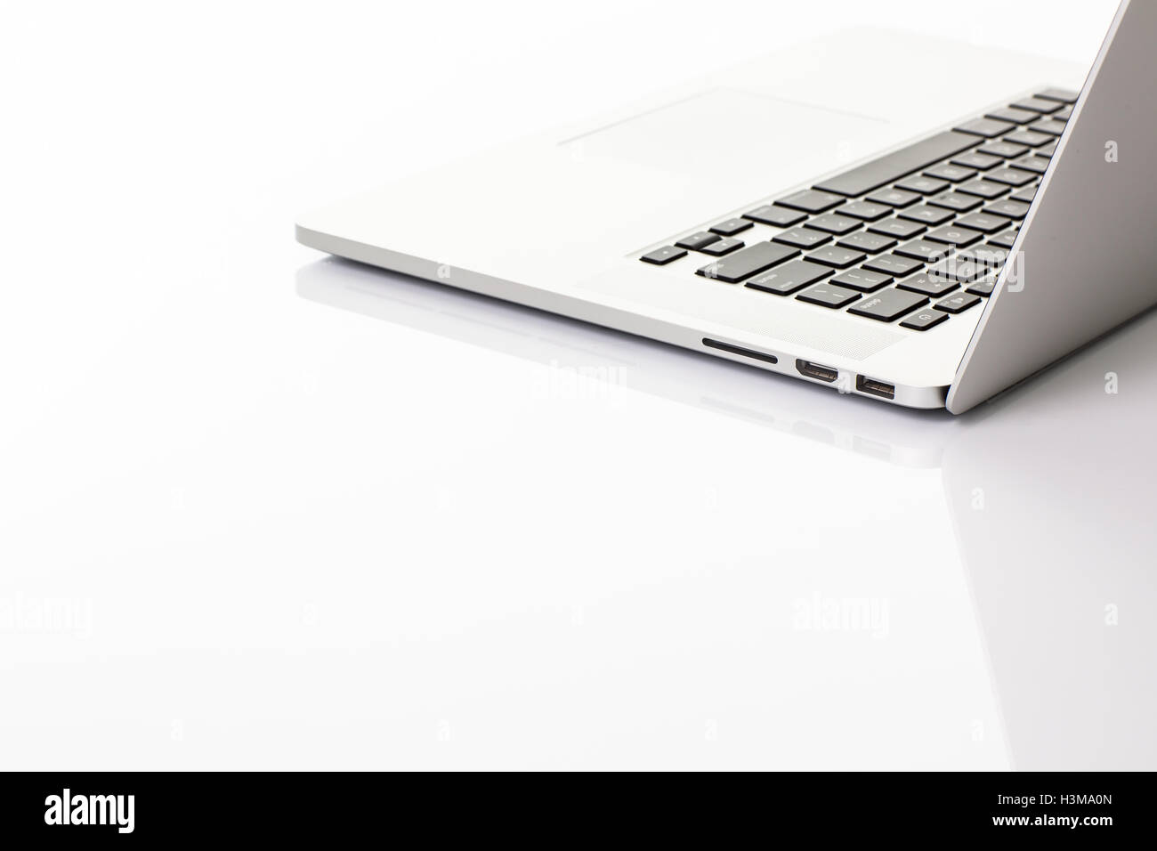 Modern laptop computer on white Stock Photo