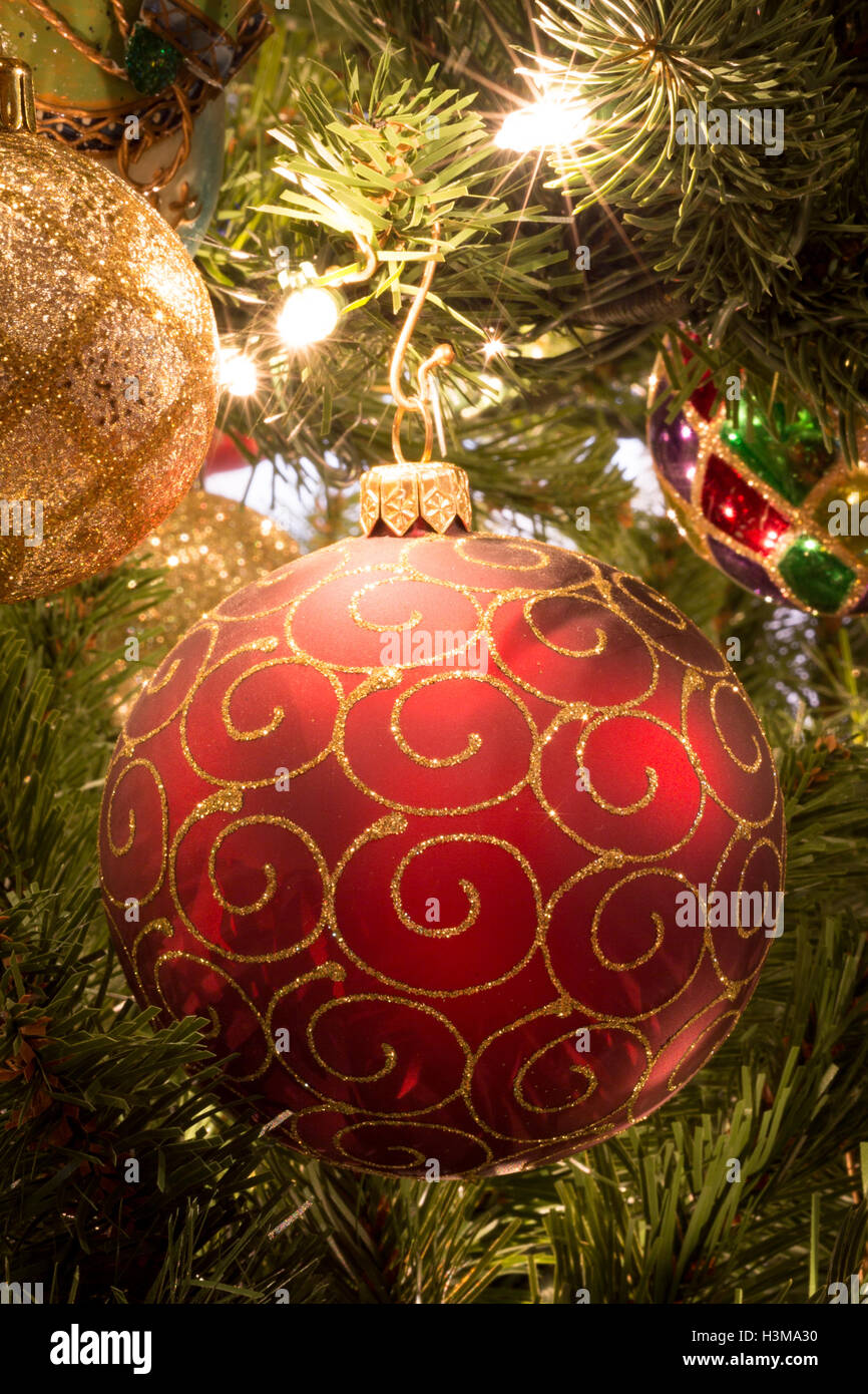 Vintage red glass Christmas tree ornament Stock Photo
