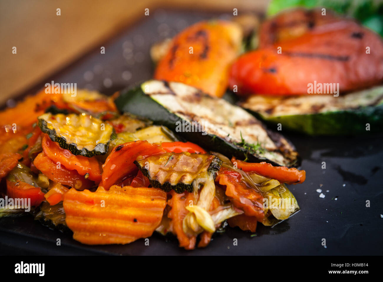 Grilled vegetables, baked in coal oven Stock Photo