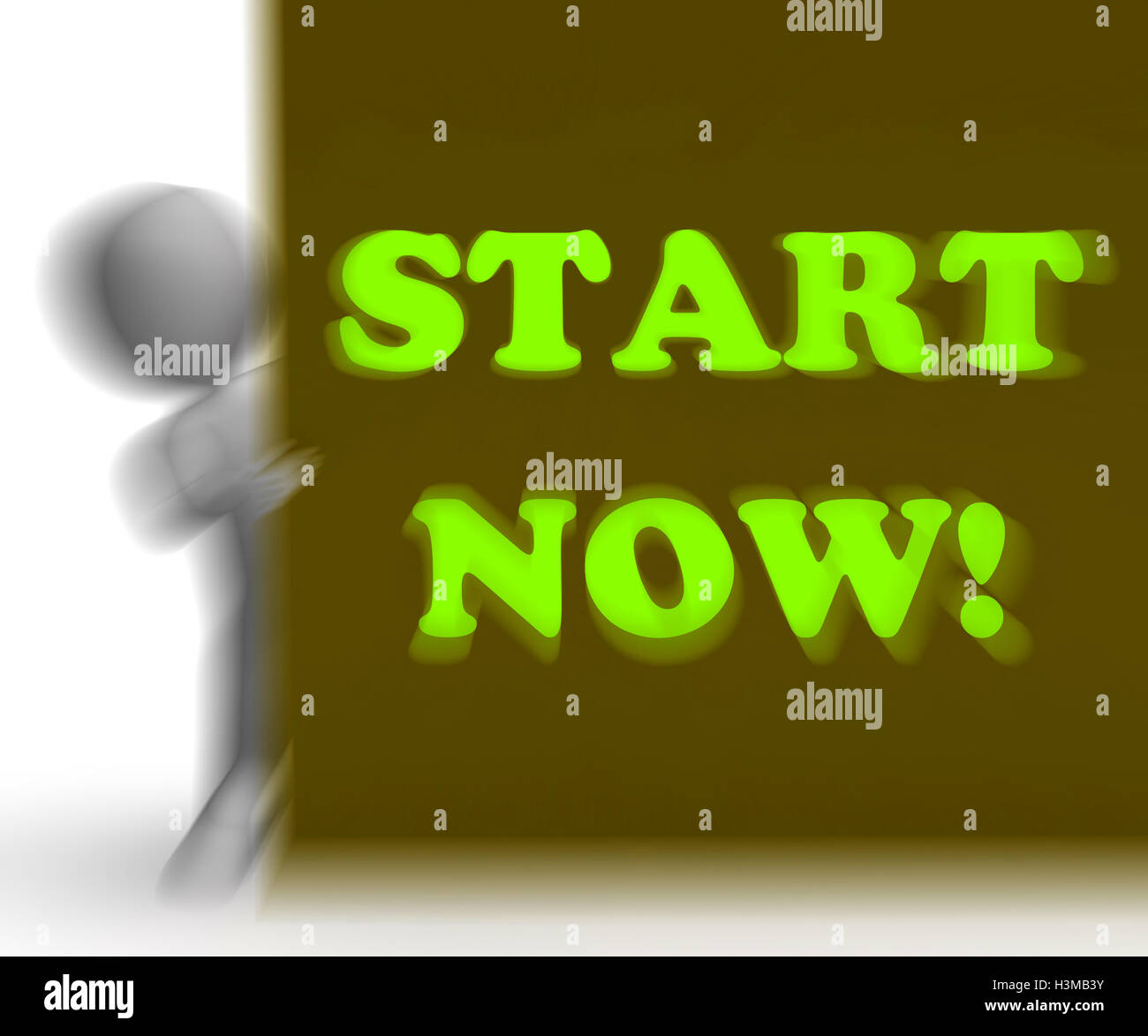 Start Now Placard Means Immediate Action Or Beginning Stock Photo
