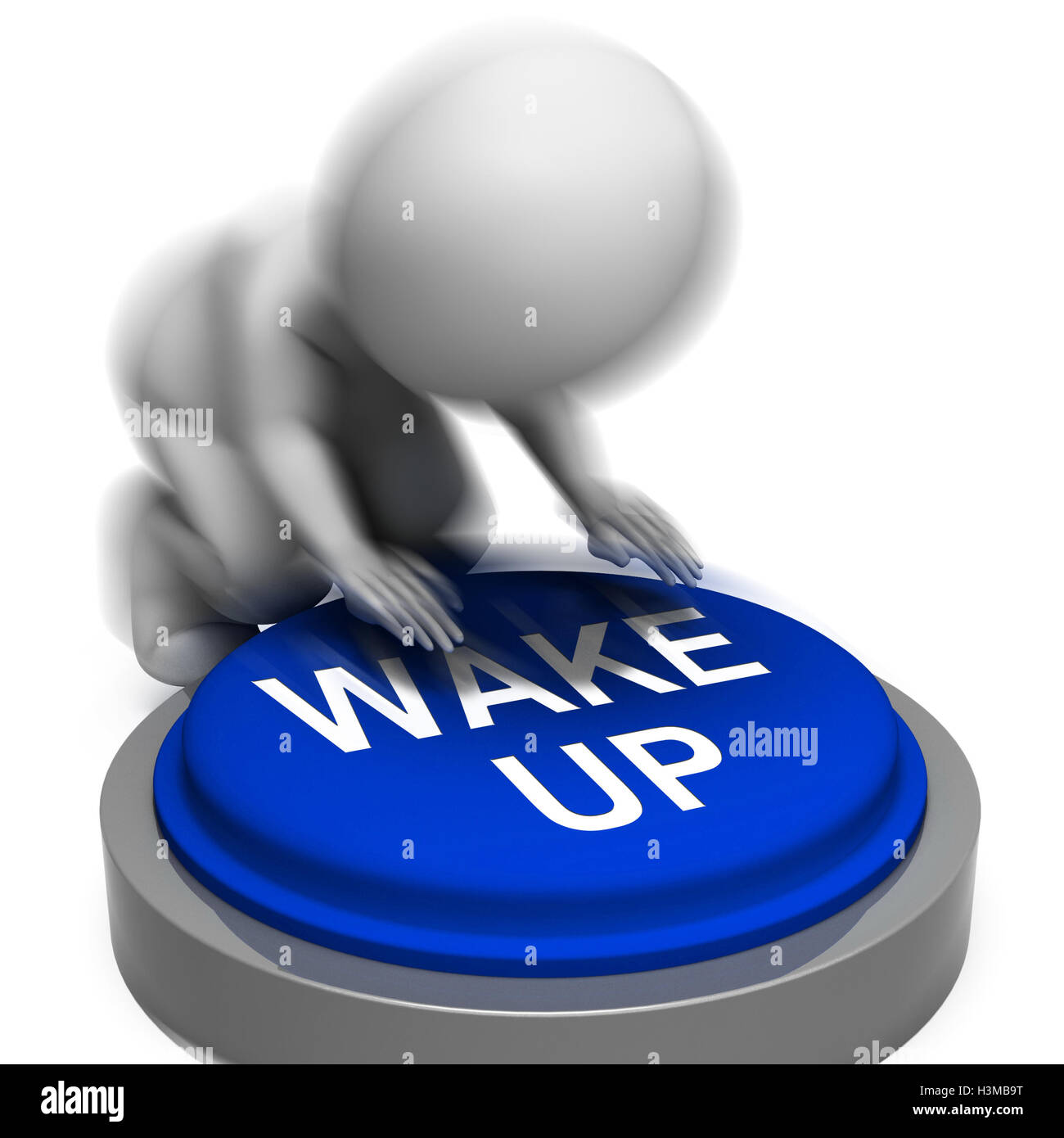Wake Up Pressed Shows Alarm And Rising Stock Photo