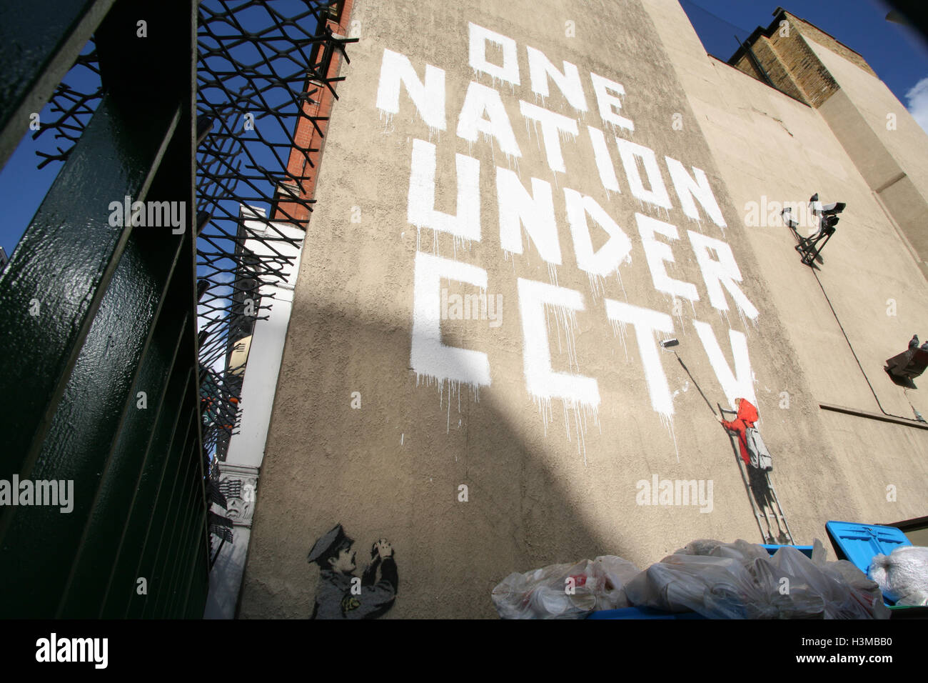Banksy artwork graffiti One Nation Under CCTV, on wall on Newman Stock Photo 122764516 Alamy