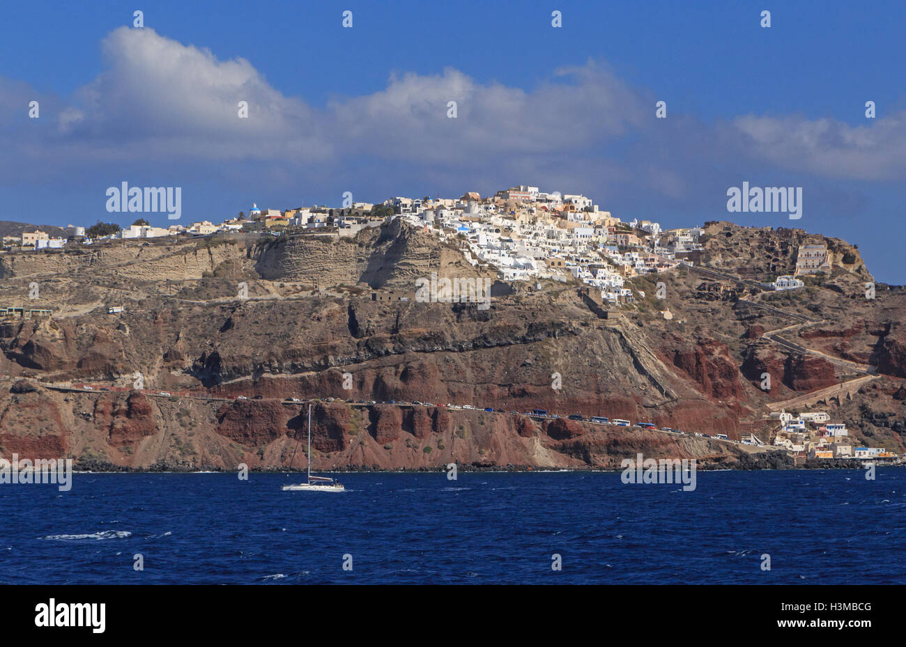 view on town Oia on Santorini island Stock Photo