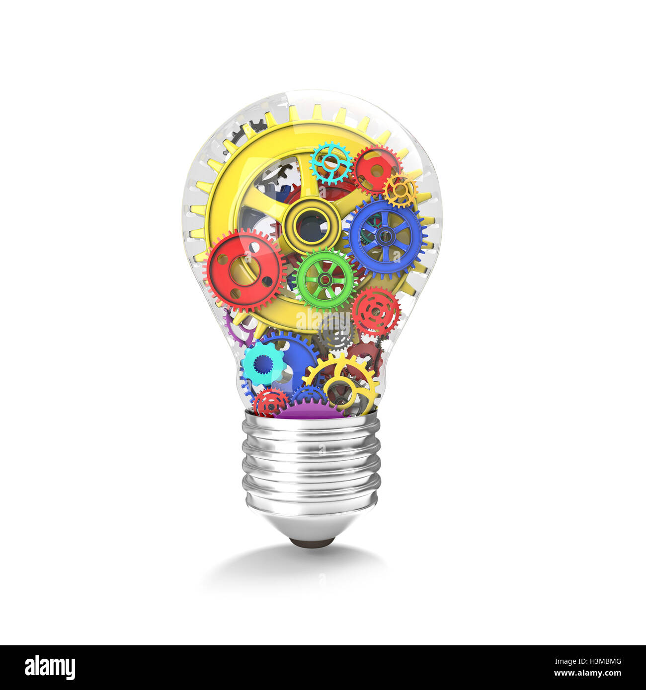 3d rendering of bulb with gear part Stock Photo