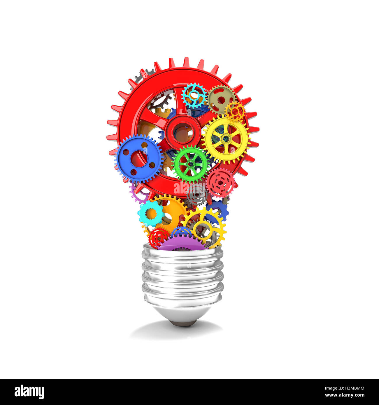 3d rendering of bulb with gear part Stock Photo