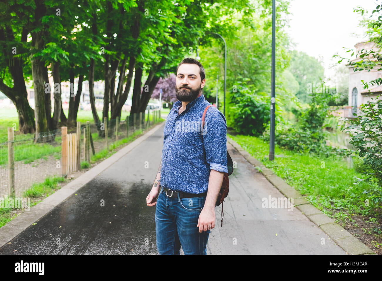 Man posing in park Stock Photo