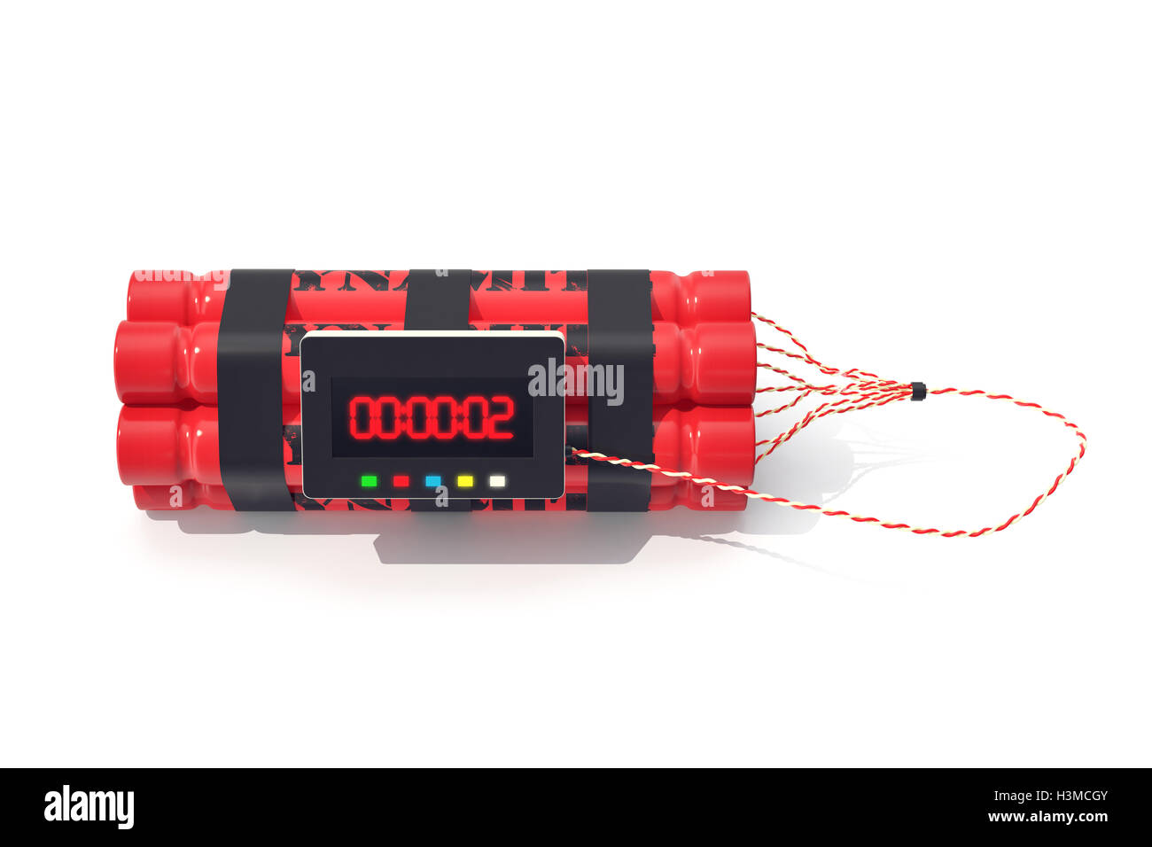 TNT dynamite red bomb with a timer isolated on  white background. 3d illustration Stock Photo
