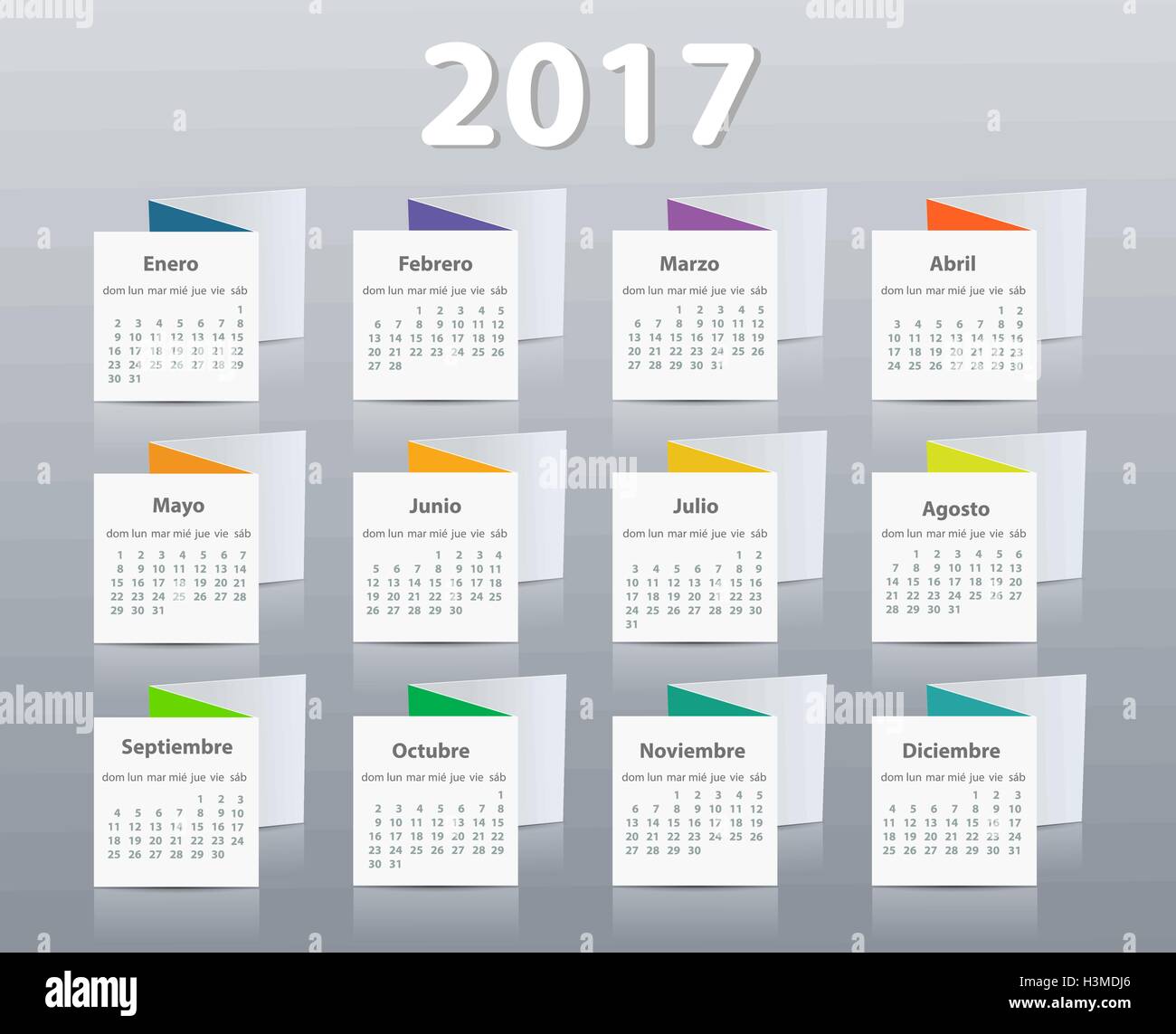 Calendar 17 Year Vector Design Template In Spanish Stock Vector Image Art Alamy