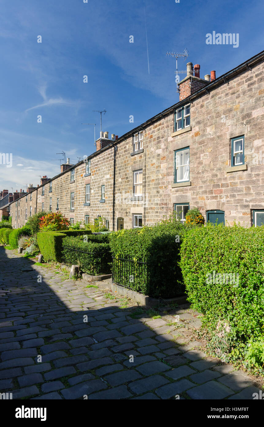 Stone houses in Long Row, Belper which were built by the Strutt family