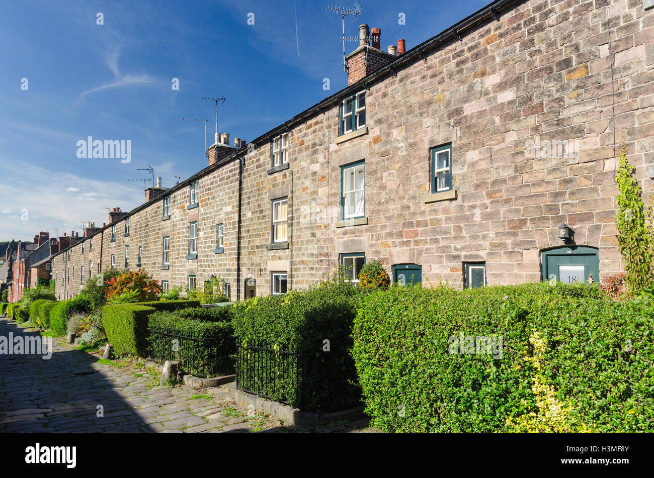 Stone houses in Long Row, Belper which were built by the Strutt family