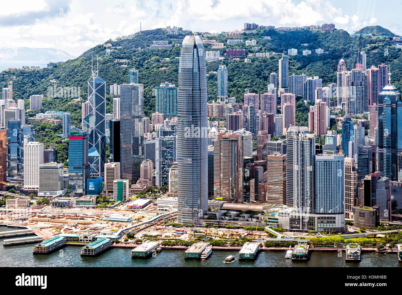 Hong Kong, China - August 23, 2011: Aerial view of Hong Kong Central District, China. Central is the business district of HK Stock Photo