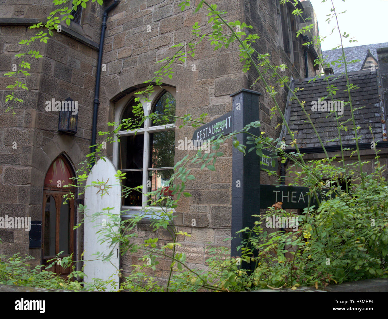 Cottiers theater and restaurant old converted church Restaurant, bar and theatre in grandiose decor of a renovated church Stock Photo