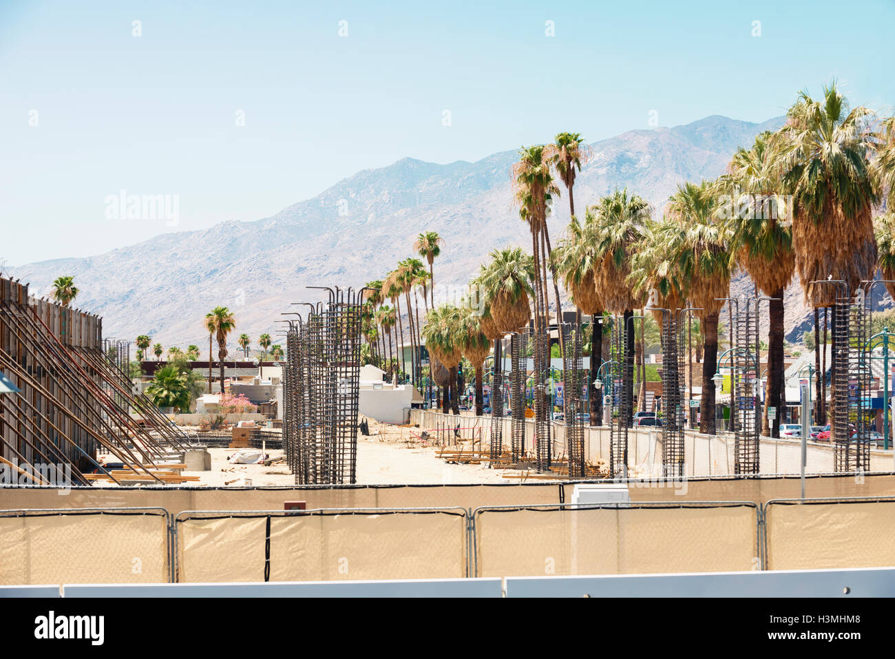 Downtown Palm Springs California construction of shopping center and Kimpton hotel Palm Springs Stock Photo