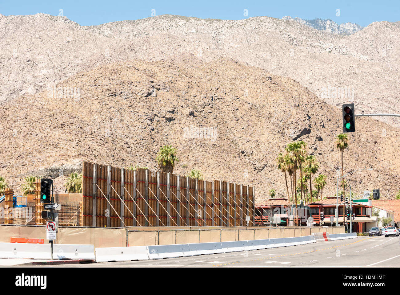Downtown Palm Springs California construction of shopping center and Kimpton hotel Palm Springs Stock Photo