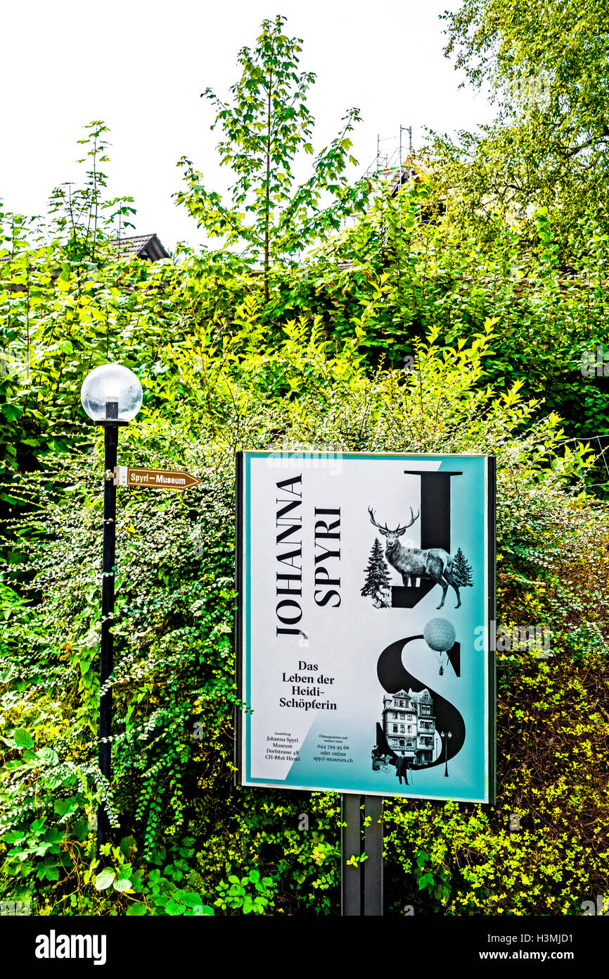 Johanna Spyri, creator of Heidi, Museum in Hirzel, Kanton Zürich, Switzerland; SpyriMuseum in dem alten Schulhaus von Hirzel Stock Photo