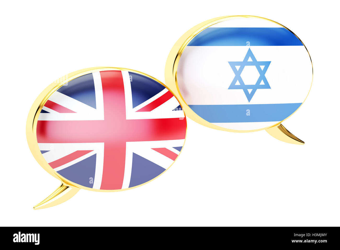 English-Israeli translation concept, 3D rendering isolated on white background Stock Photo
