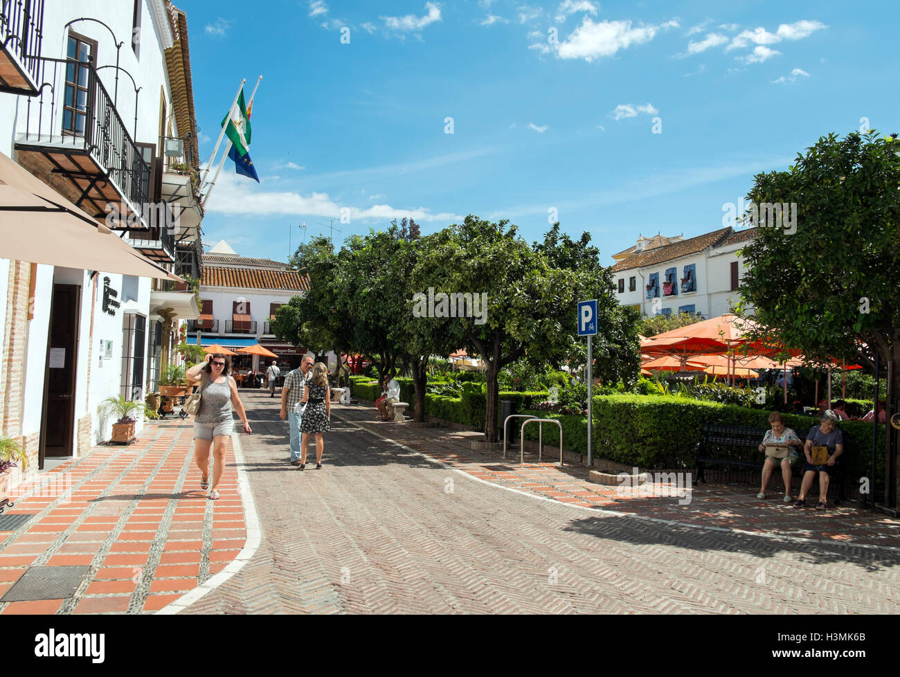 Plaza de Los Naranjos, Old Town, Marbella, Costa del Sol, Malaga Province, Andalusia, Spain Stock Photo