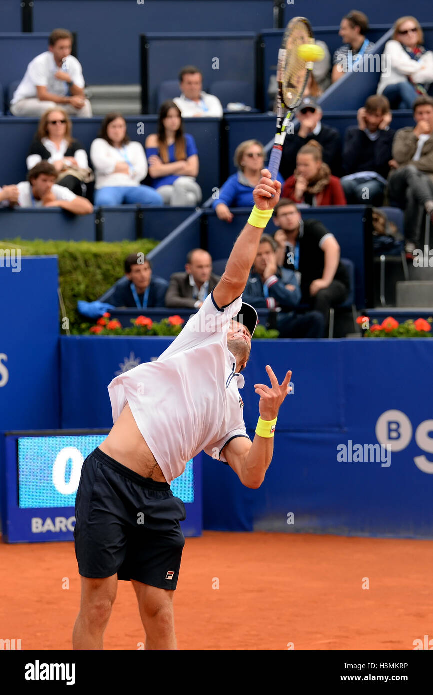 BARCELONA - APR 20: Teymuraz Gabashvili (tennis player from Russia) plays at the ATP Barcelona Open. Stock Photo
