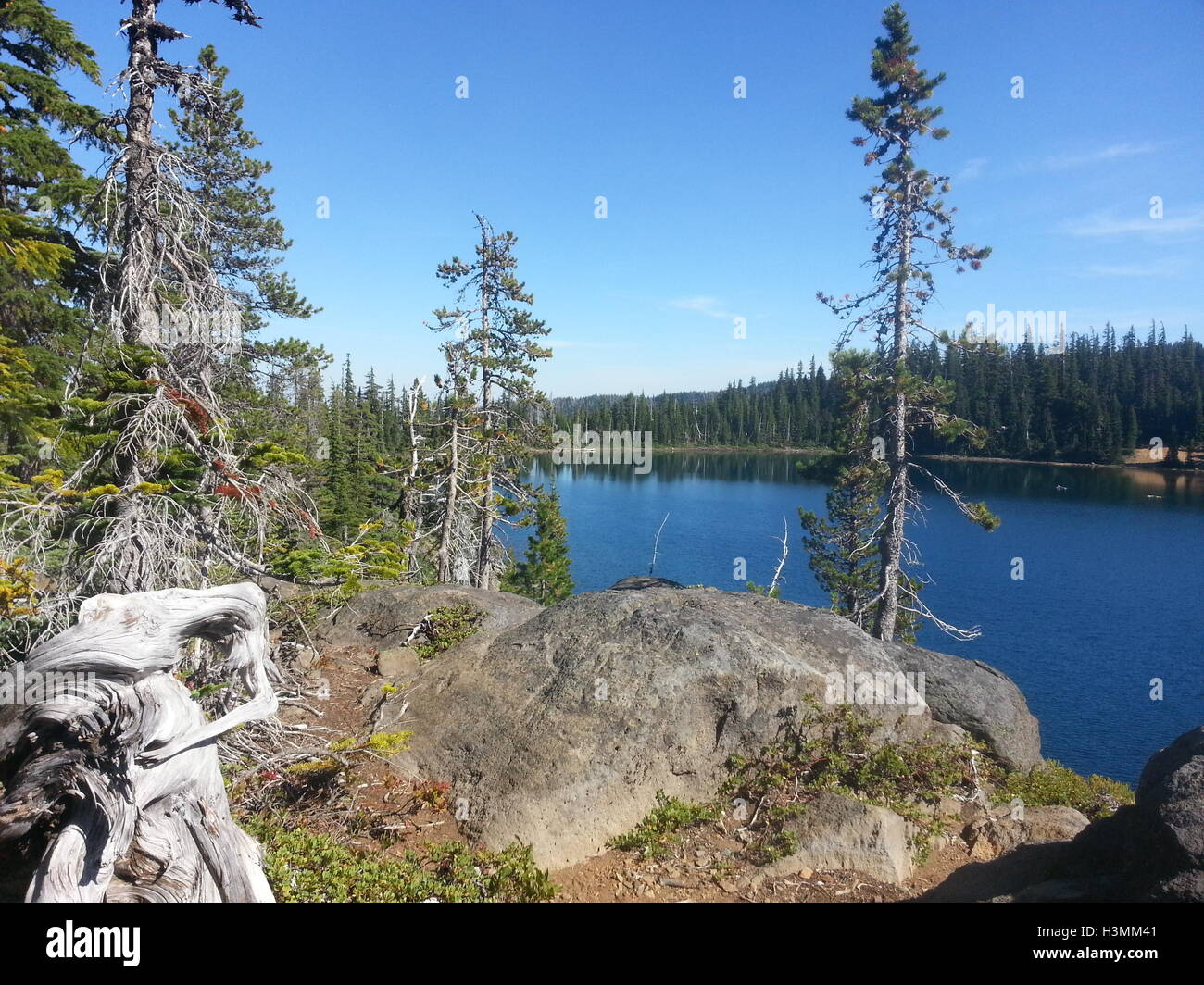 Carl lake, a cliff lake in the Mt. Jefferson Wilderness Stock Photo