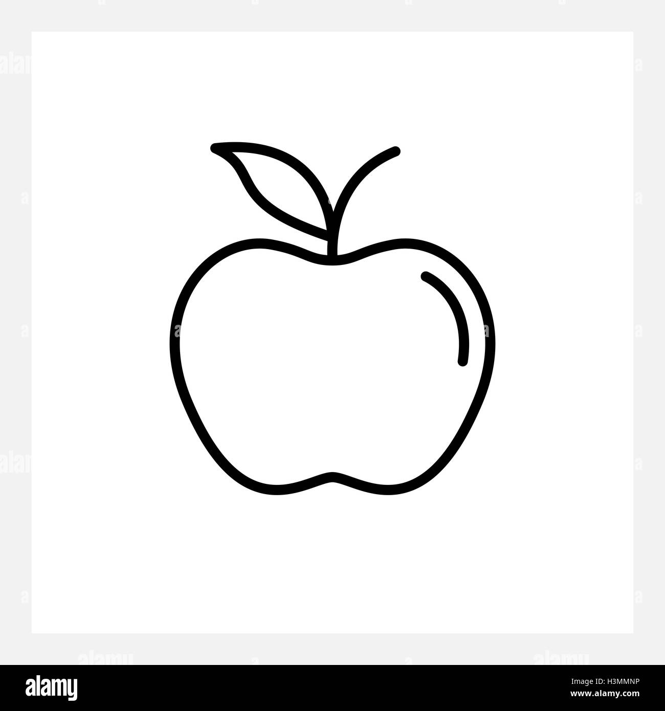 Outline vector apple icon isolated on white Stock Photo - Alamy