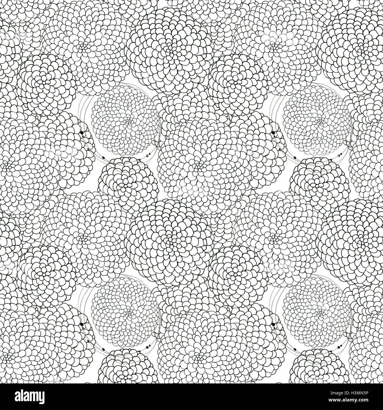 Seamless floral with abstract black and white flowers Stock Photo - Alamy