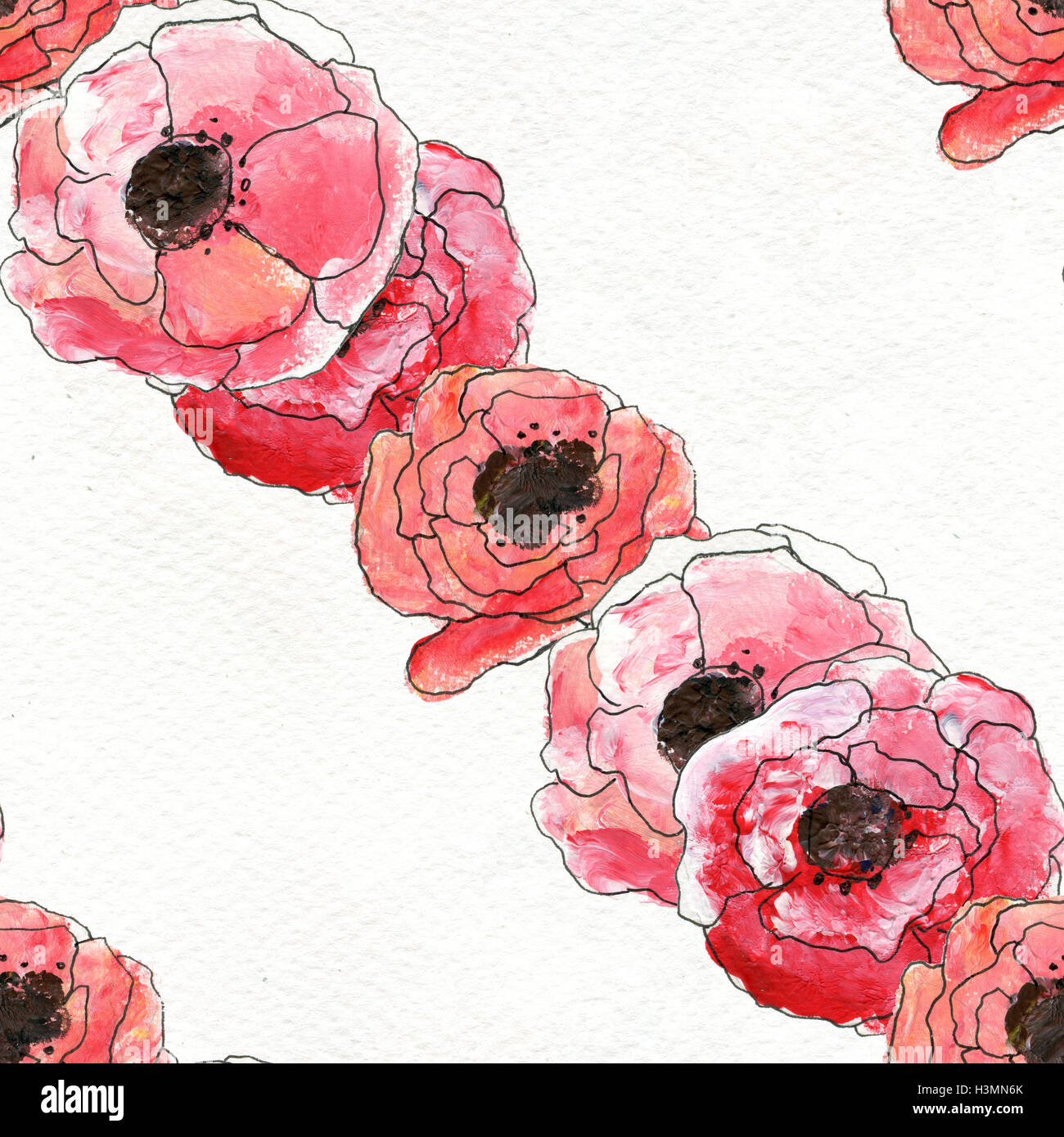 Seamless pattern with colorful flowers Stock Photo - Alamy