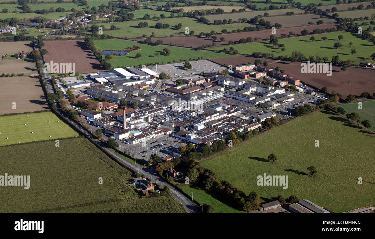 aerial view of Leighton Hospital near Crewe, Cheshire, UK Stock Photo
