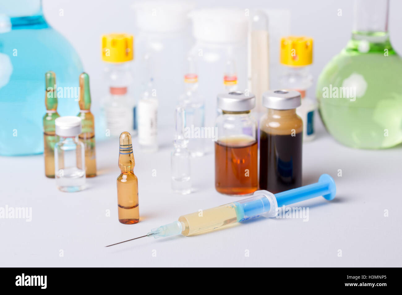 syringes with ampules of drugs Stock Photo Alamy