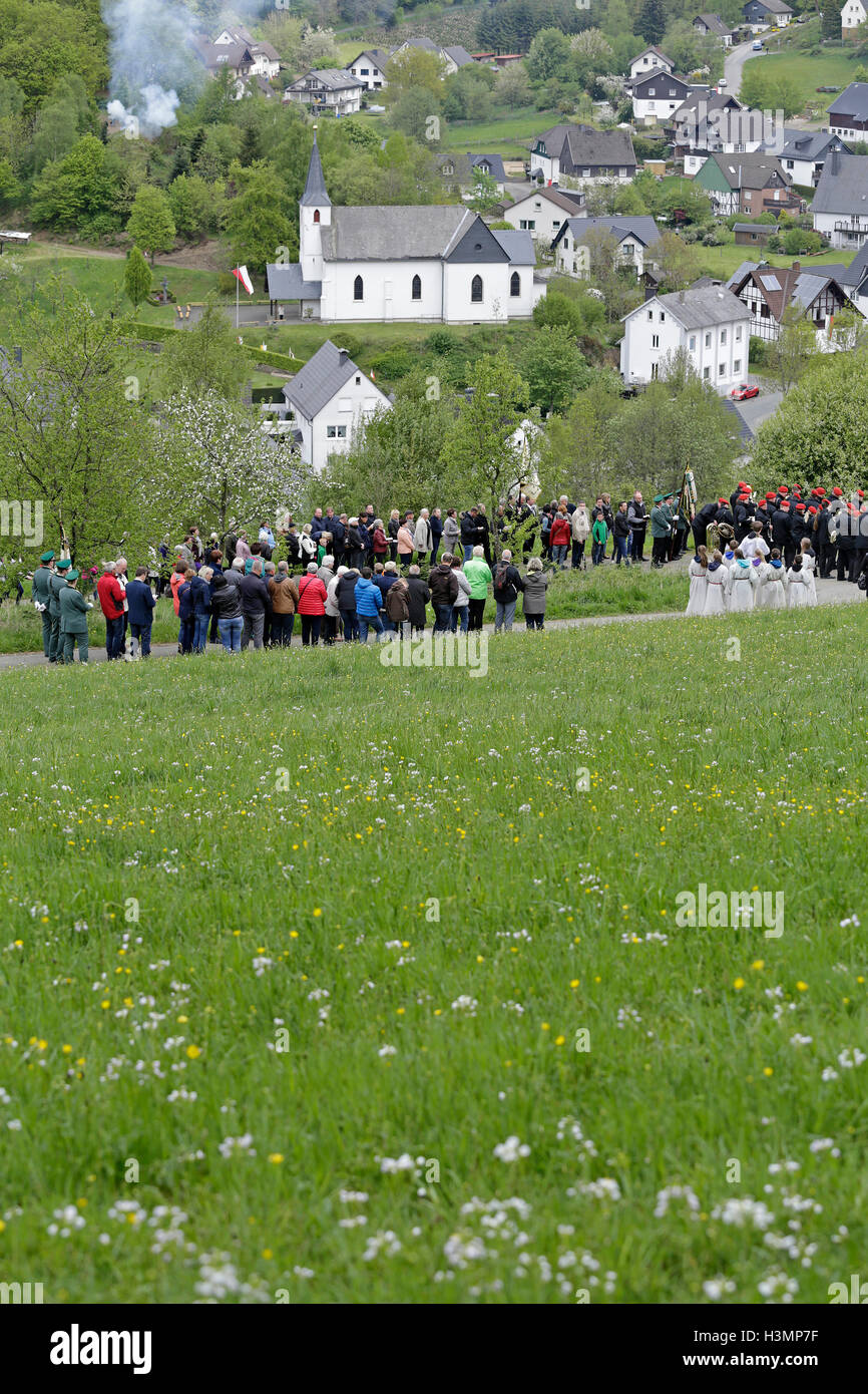 Whitsun procession, Rehringhausen, Olpe, Sauerland, North Rhine-Westfalia, Germany Stock Photo