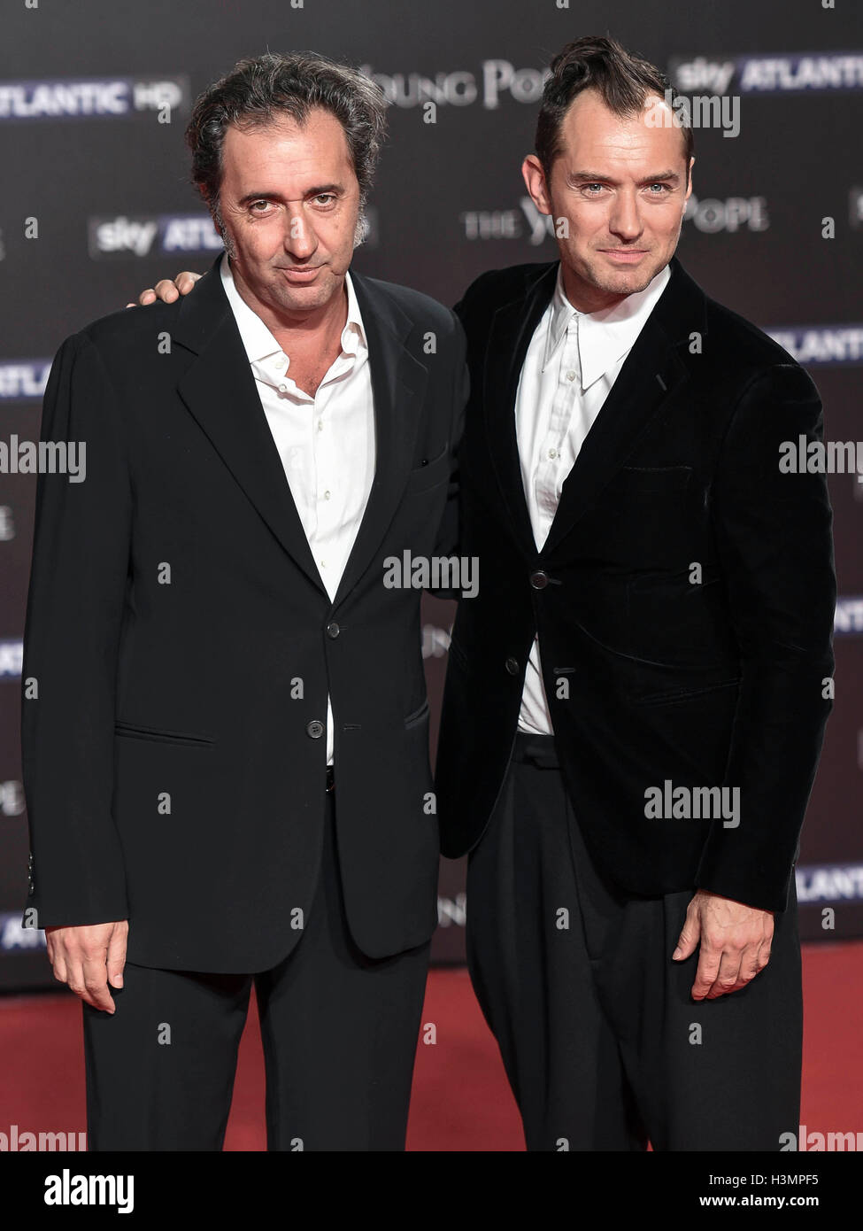 Italy, Rome 9 October, 2016 : Jude Law and director Paolo Sorrentino attend the premiere of Sky Tv serie 'The Young Pope '    Ph Stock Photo