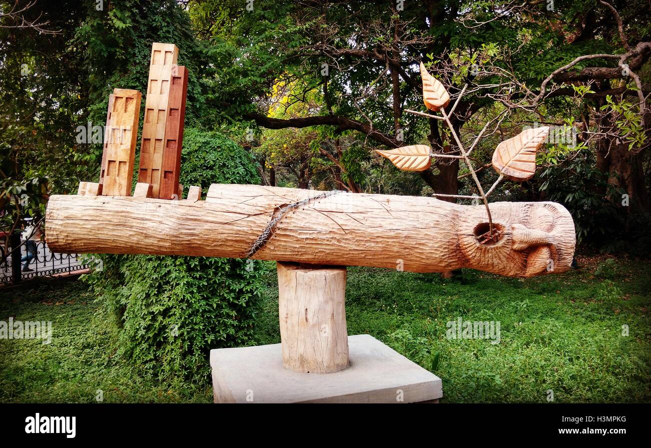 abstract wooden sculpture, art Stock Photo Alamy