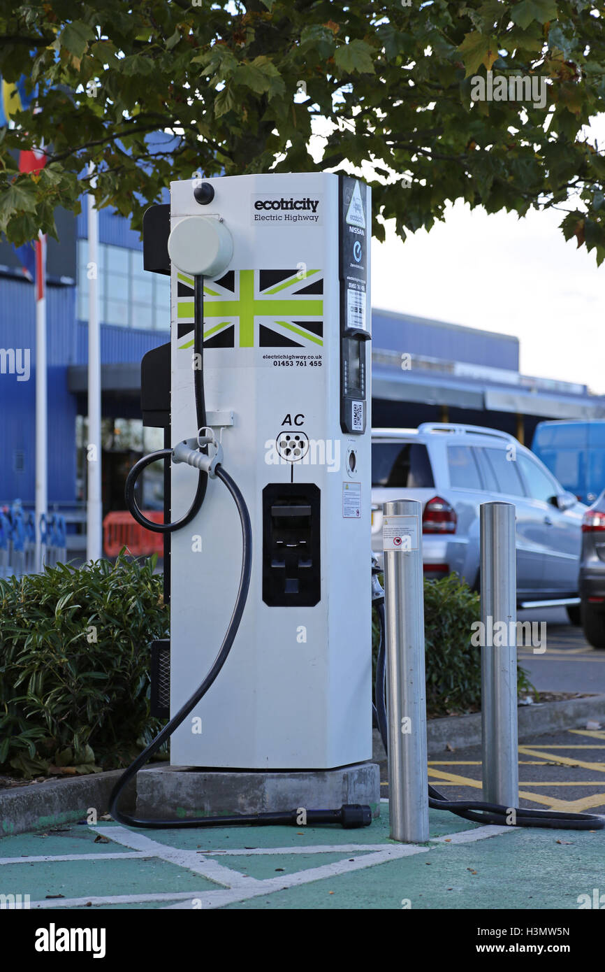 Electric car charging point outside the Croydon branch of Ikea on the