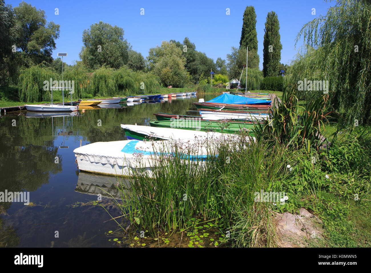 A small marina in Vonyarcvashegy on the north shore of Lake Balaton,  Hungary Stock Photo - Alamy