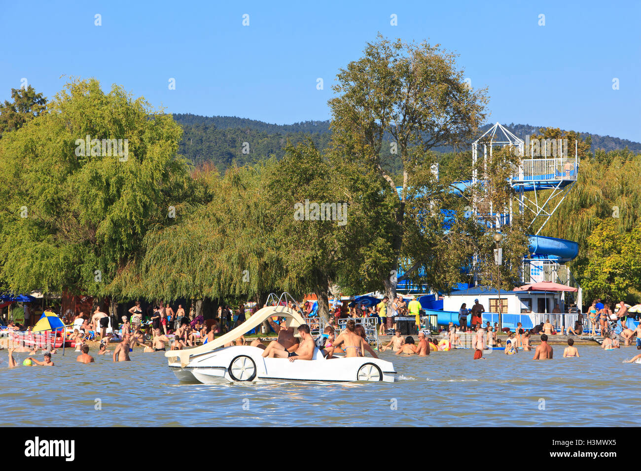 Summertime on the north shore of Lake Balaton in Vonyarcvashegy, Hungary  Stock Photo - Alamy