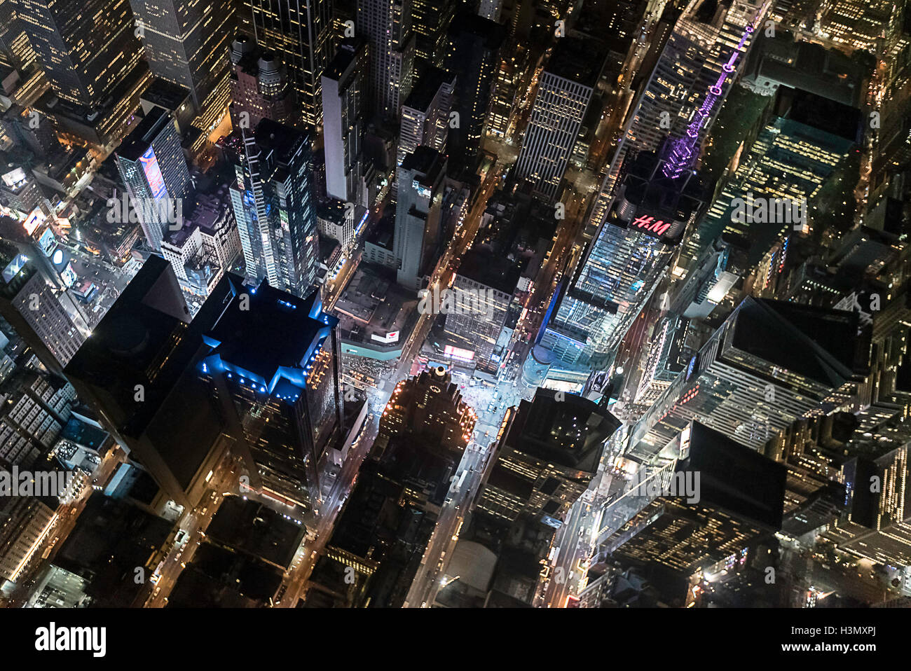 Aerial view from helicopter of Midtown, Times Square, New York, USA Stock Photo