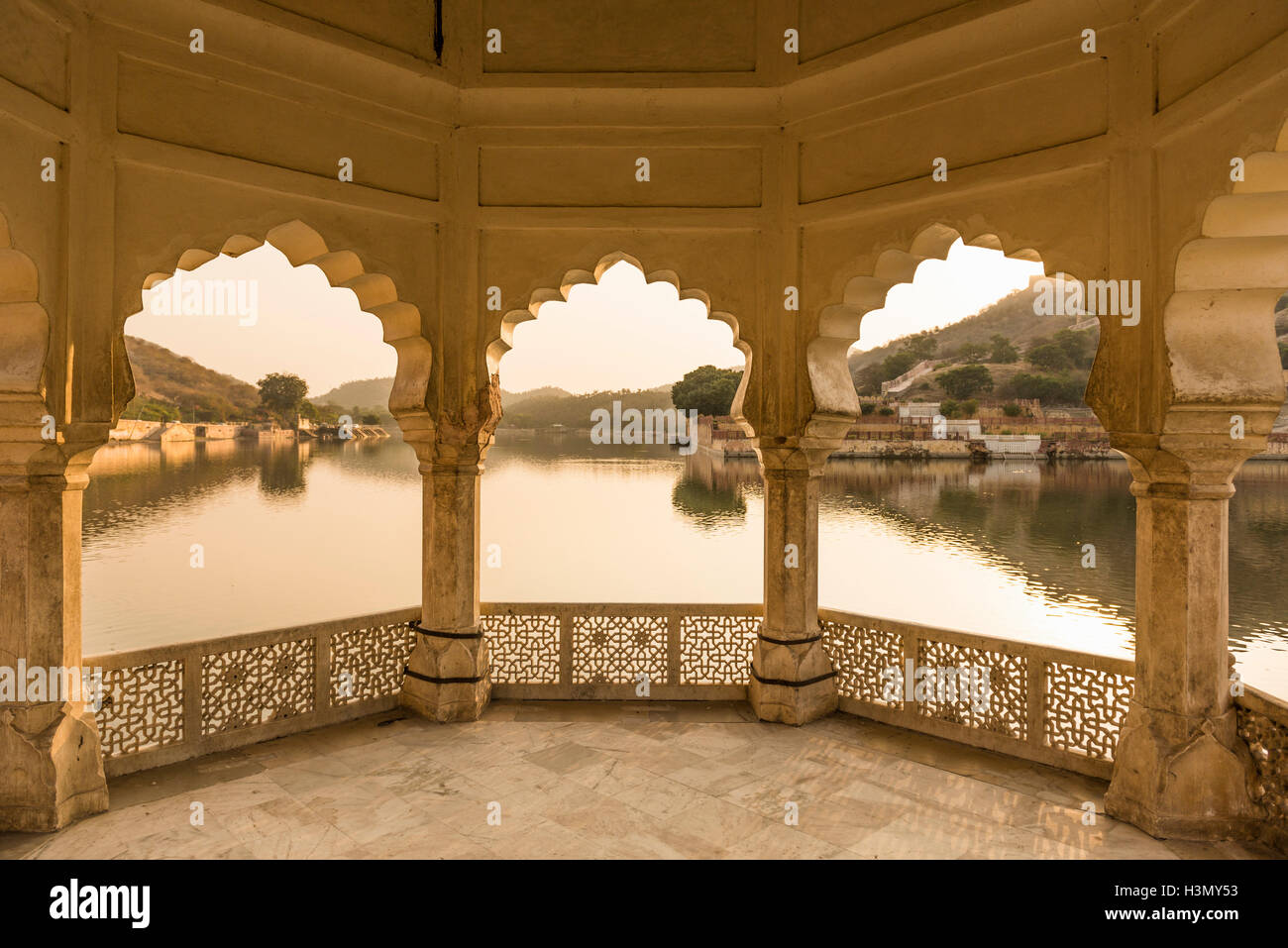 Lake by Amer Fort, Jaipur, Rajasthan, India Stock Photo