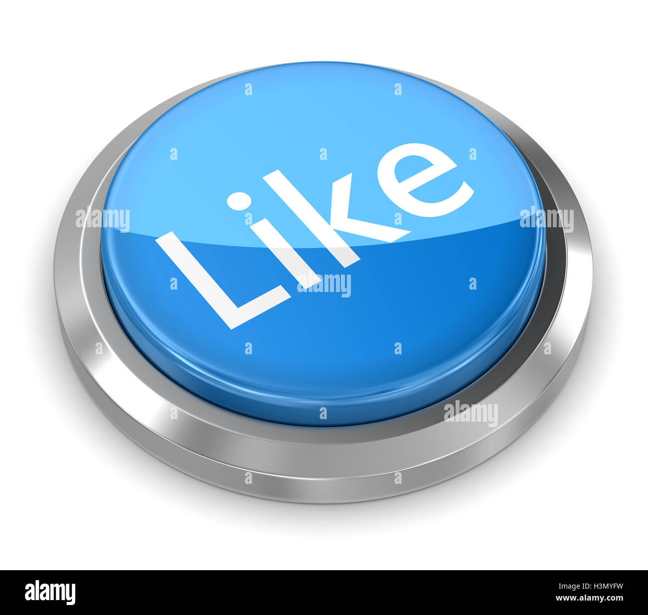 Blue like button , This is a 3d rendered computer generated image. Isolated on white. Stock Photo
