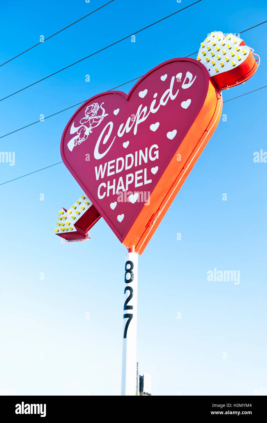 Cupids Wedding Chapel, Downtown Las Vegas, on corner of Las Vegas Blvd and Hoover Ave Stock Photo