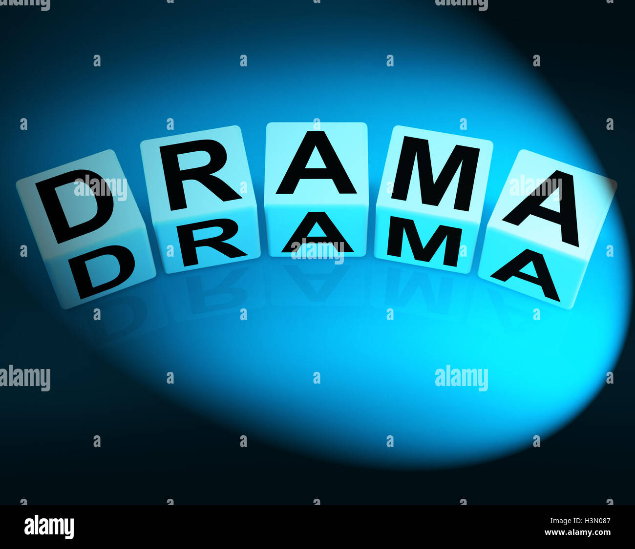Drama Dice Indicate Dramatic Theater or Emotional Feelings Stock Photo