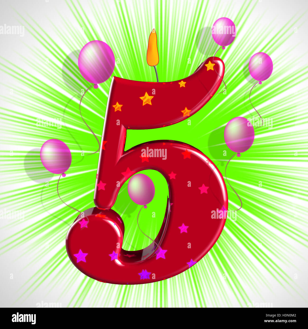 Number Five Party Shows Cake Decoration Or Birthday Cake Stock Photo