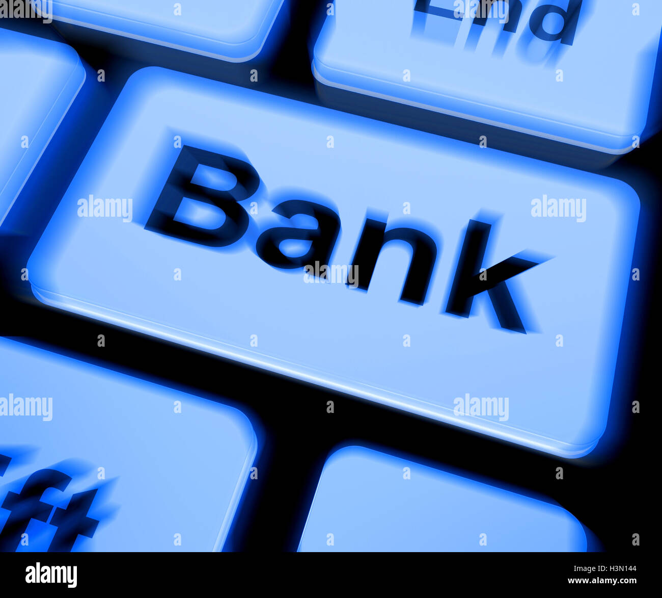 Bank Keyboard Shows Online Or Internet Banking Stock Photo