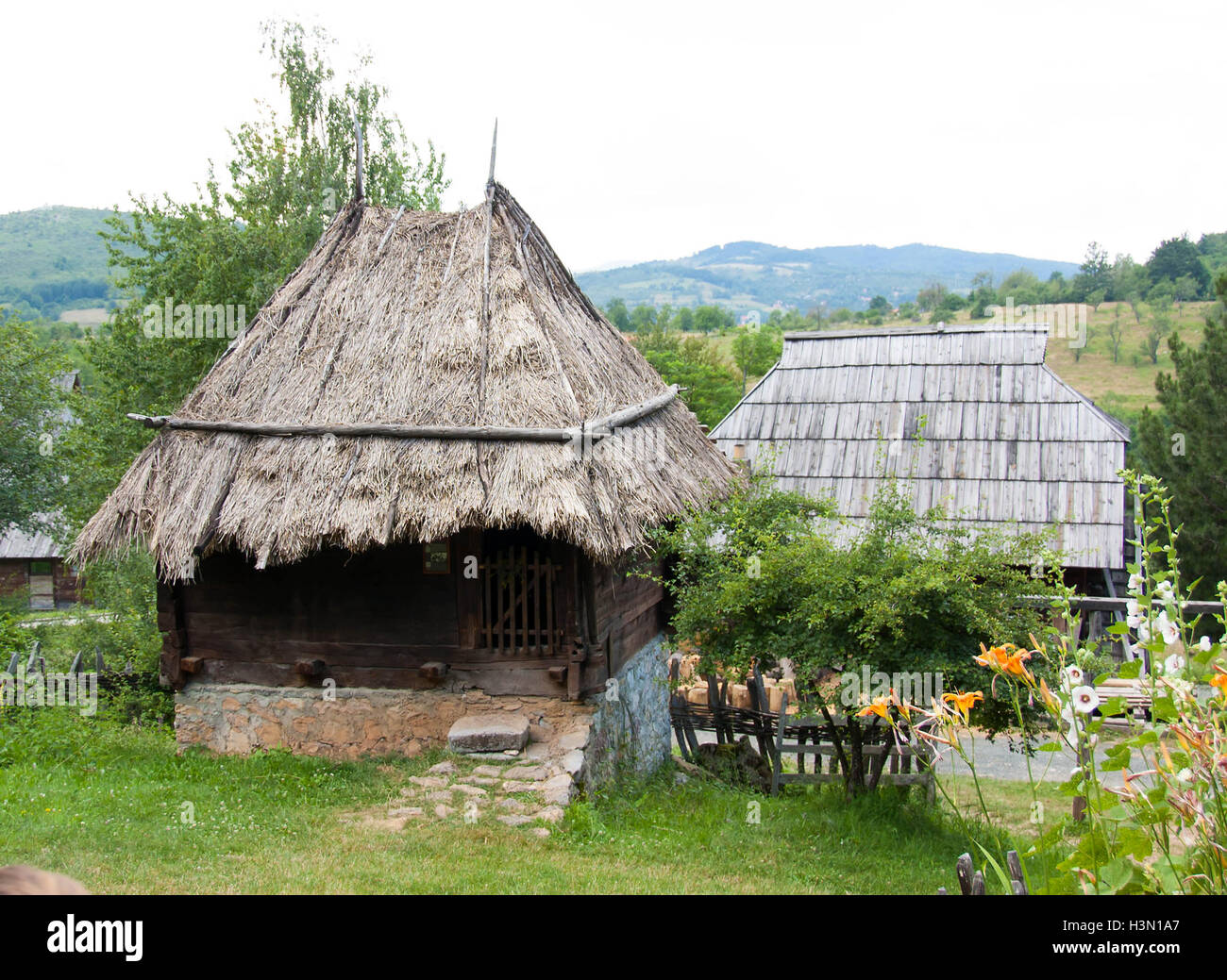 Traditional Serbian house in open museum. Located at village Sirogojno