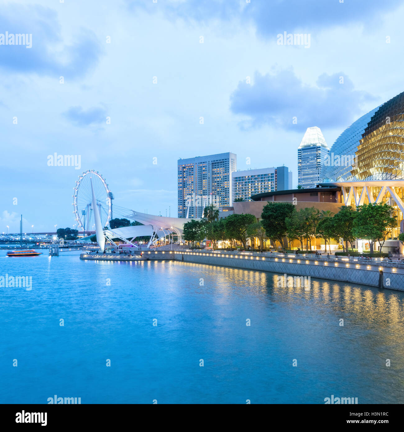 evening Singapore skyline Stock Photo