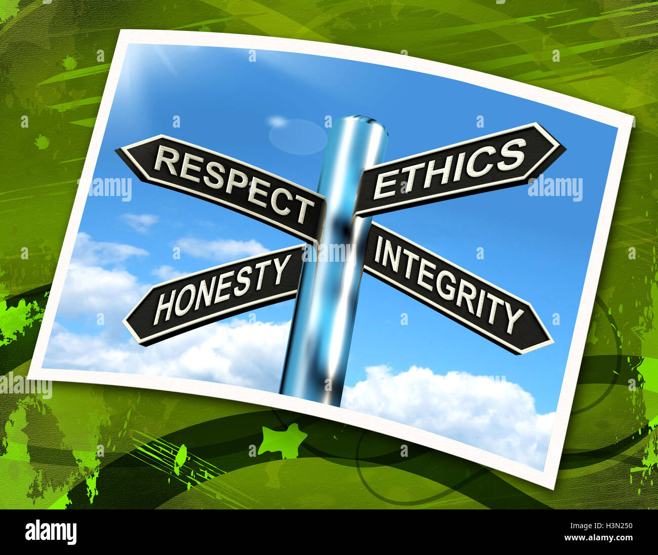 Respect Ethics Honest Integrity Sign Means Good Qualities Stock Photo